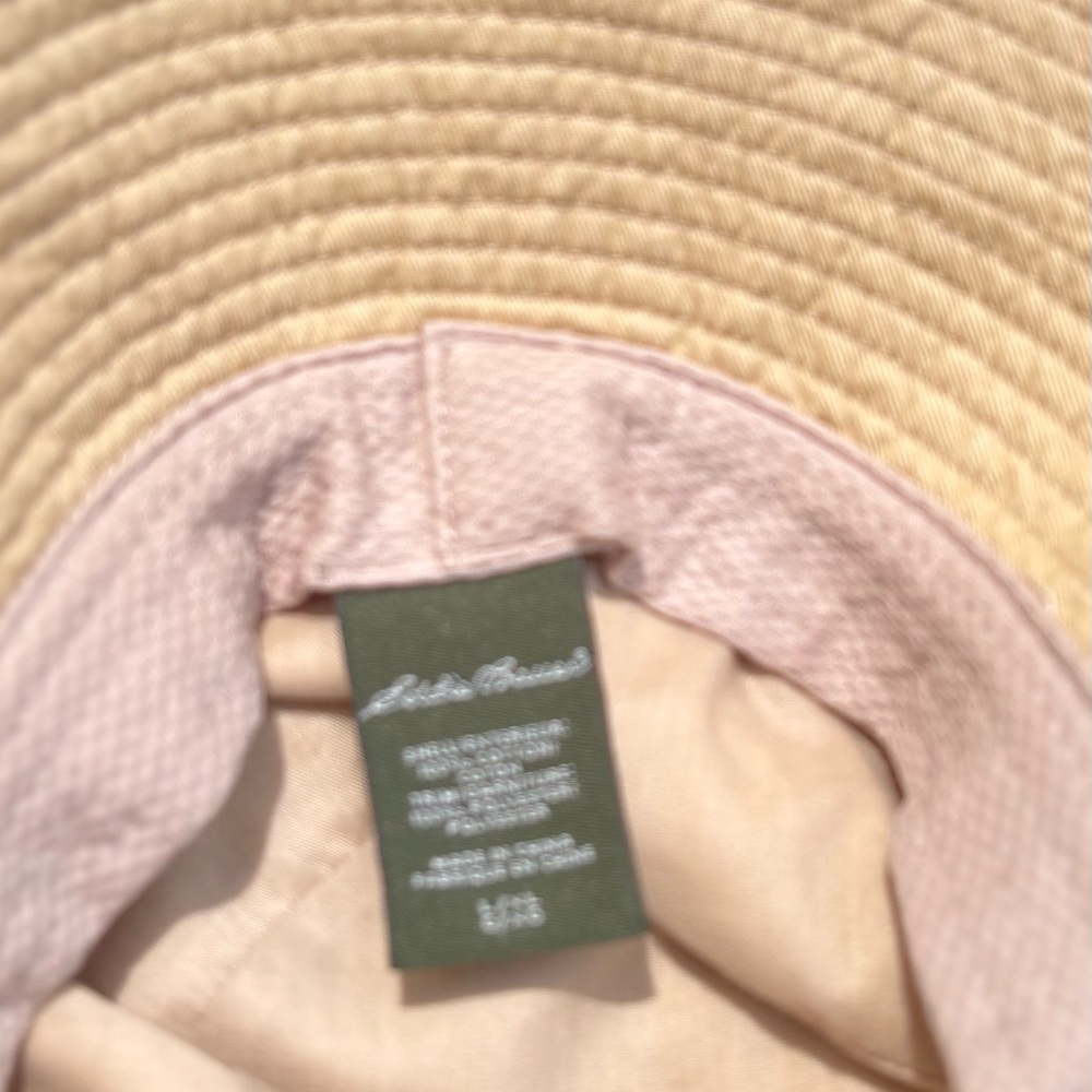 NWOT EDDIE BAUER Stylish Canvas 4” Brim Tan Sun Hat, Red Plaid Accent Size: L/XL - Picture 6 of 7